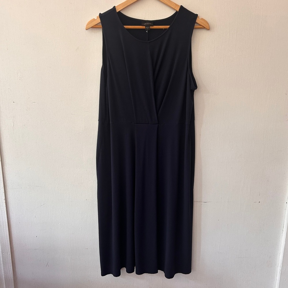J. Jill Wearever Maxi Dress Womens LP Navy VNeck Empire Waist Nautical Staple